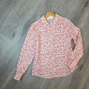 Tommy Bahama 100%  linen  coral and white tropical Pattern S NWOT